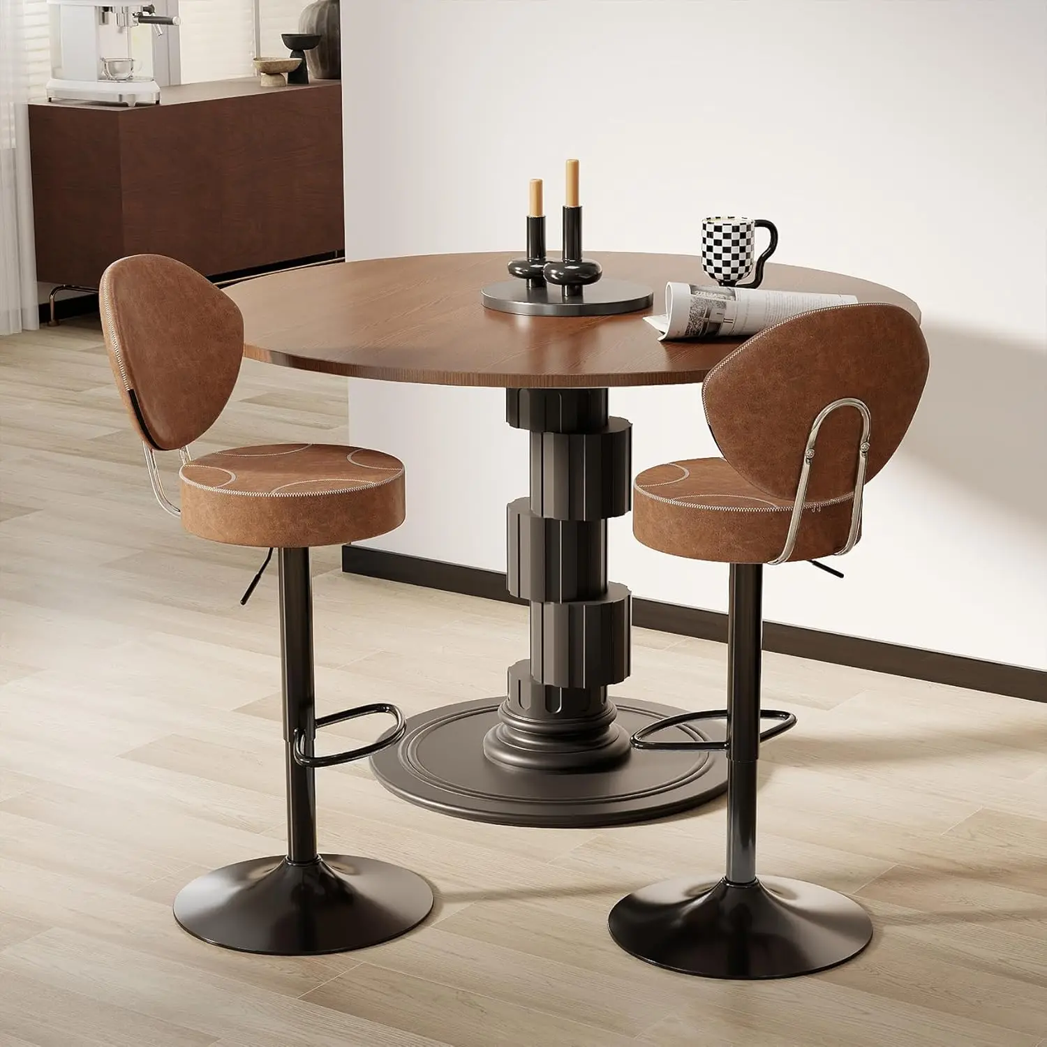 Bar Stools Set of 2 with Back, Modern Swivel Counter Height Barstools with Footrest, Tall Armless Faux Leather Bar, Customized
Bar Stools Set of 2 with Back, Modern Swivel Counter Height Barstools with Footrest, Tall Armless Faux Leather Bar, Customized