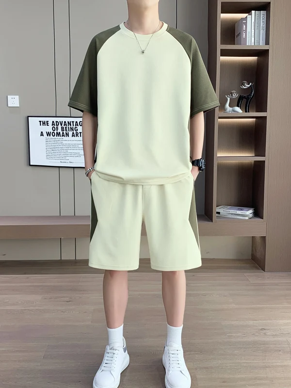 Summer Casual Youth Men's ort Sve ort Pants Set Faionable Patchwork Two-Piece Suit Polyester Fiber T-irt orts
Summer Casual Youth Men's ort Sve ort Pants Set Faionable Patchwork Two-Piece Suit Polyester Fiber T-irt orts