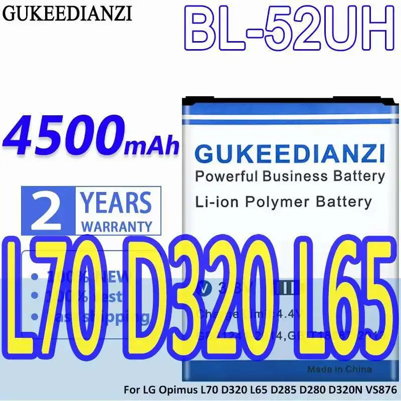 Для LG Opimus L70 D320 L65 D285 D280 D320N VS876 BL 52UH аккумулятор мобильного телефона 4500 мАч долговечный BL-52UH
Для LG Opimus L70 D320 L65 D285 D280 D320N VS876 BL 52UH аккумулятор мобильного телефона 4500 мАч долговечный BL-52UH