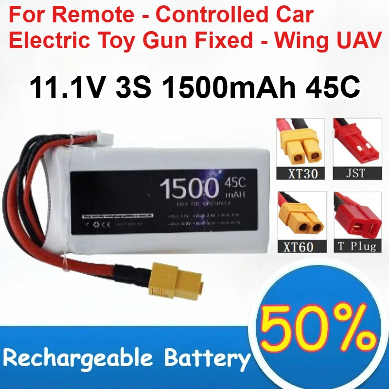 11.1V 3S 1500mAh 45C Polymer Lithium Battery for Remote - Controlled Car Electric Toy Gun Fixed - Wing UAV Rechargeable Battery
11.1V 3S 1500mAh 45C Polymer Lithium Battery for Remote - Controlled Car Electric Toy Gun Fixed - Wing UAV Rechargeable Battery