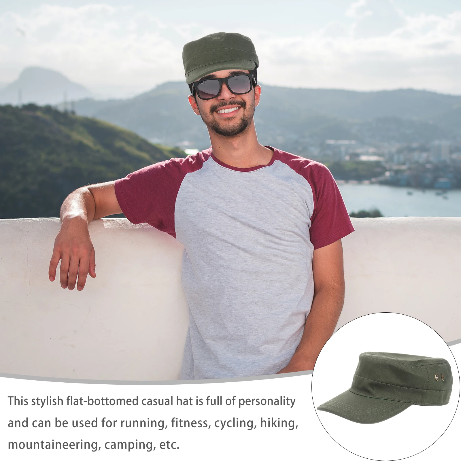 Military Style Flat Cap Cotton Fabric Army Green Adjustable 59-60Cm Sweatband Ventilated Outdoor Leisure Fisherman Hat For
Military Style Flat Cap Cotton Fabric Army Green Adjustable 59-60Cm Sweatband Ventilated Outdoor Leisure Fisherman Hat For