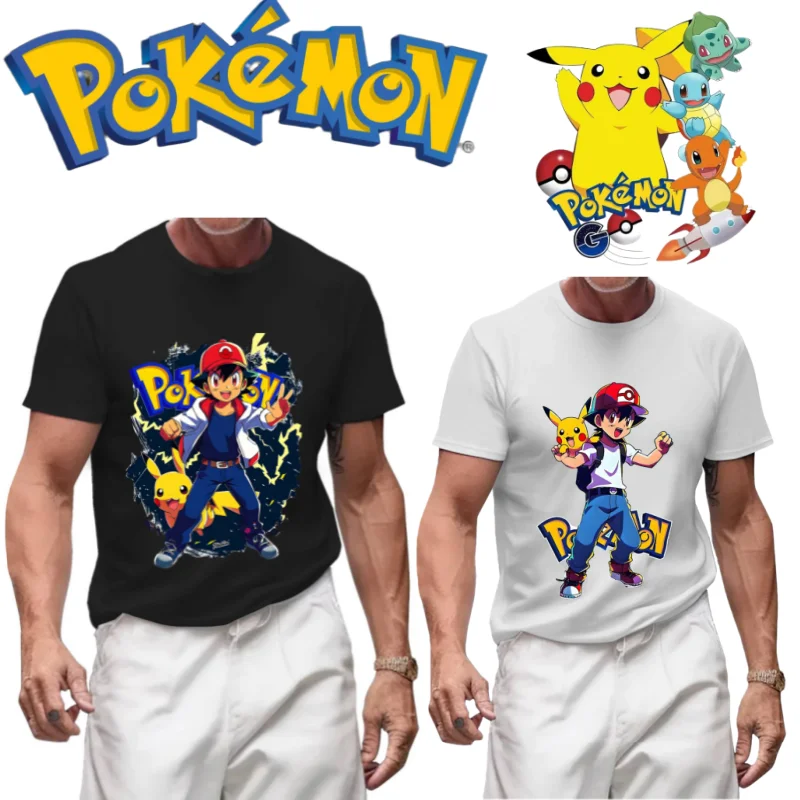 Pokemon Satoshi Pikachu fashion printed T-shirt, retro anime style short-sleeved loose and versatile summer casual top for men and women
Pokemon Satoshi Pikachu fashion printed T-shirt, retro anime style short-sleeved loose and versatile summer casual top for men and women