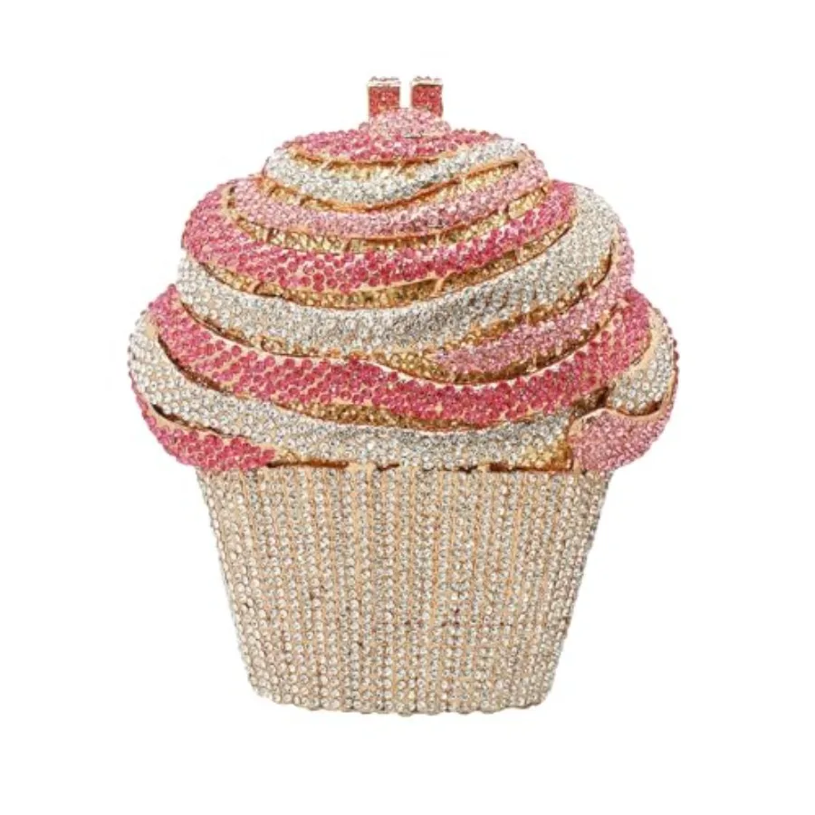 Women's ice cream-themed crystal evening bag in silver rhinestone-embellished luxury minaudiere for wedding and cocktail party
Women's ice cream-themed crystal evening bag in silver rhinestone-embellished luxury minaudiere for wedding and cocktail party