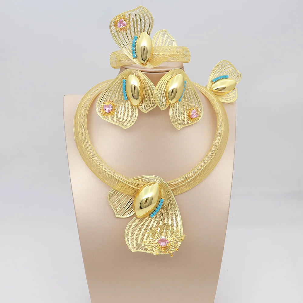 Original Women's Necklace Jewelry Set Africa Gold Plated High Quality Copper Jewellery Butterfly Shape Earring Ring Banquet Gift
Original Women's Necklace Jewelry Set Africa Gold Plated High Quality Copper Jewellery Butterfly Shape Earring Ring Banquet Gift