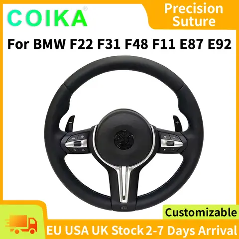 Interior M Series Leather Steering Wheel For BMW M3 M5 F20 F22 F23 F30 F33 F34 X1 F48 X5 F15 X3 F25 F80 E90 E70 E84 With Paddles