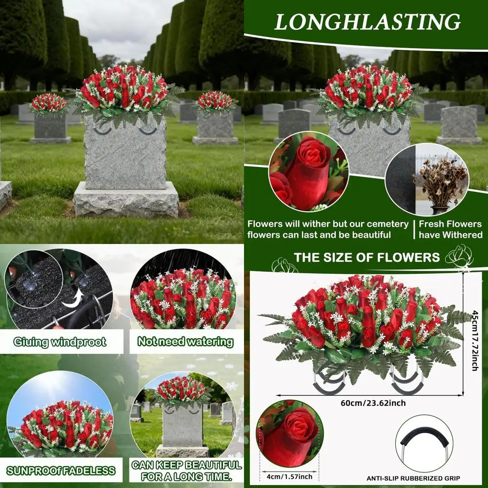 Christmas Artificial Cemetery Flowers for Grave,Headstone Flower Saddle for Grave Tombstone Decorations (Red)
Christmas Artificial Cemetery Flowers for Grave,Headstone Flower Saddle for Grave Tombstone Decorations (Red)