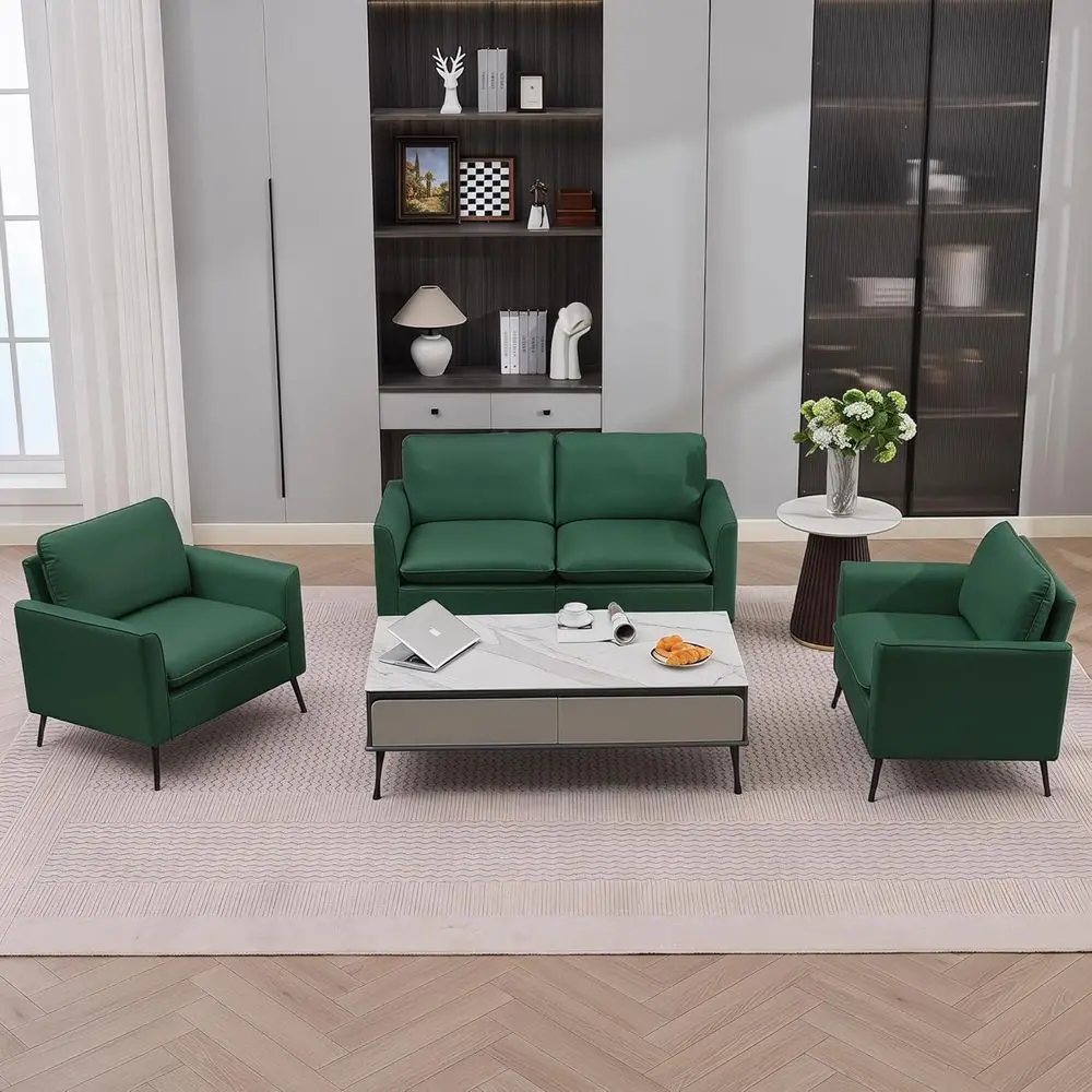 Mid-Century Style Sofa and Two Ergonomic Leather Chairs, Plush Oversize Sofa for Living Spaces, Comfortable Upholstered Sofa for
Mid-Century Style Sofa and Two Ergonomic Leather Chairs, Plush Oversize Sofa for Living Spaces, Comfortable Upholstered Sofa for