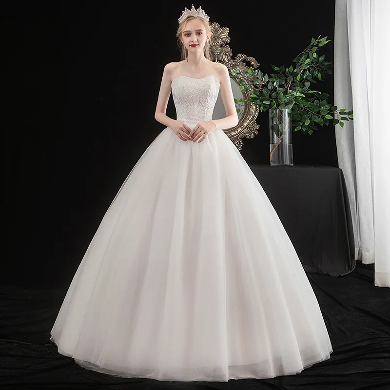 Light Simple White Women's Wedding Dress Elegant Strapless Lace Vestidos De Novia Fashion Brides Wedding Gown
Light Simple White Women's Wedding Dress Elegant Strapless Lace Vestidos De Novia Fashion Brides Wedding Gown