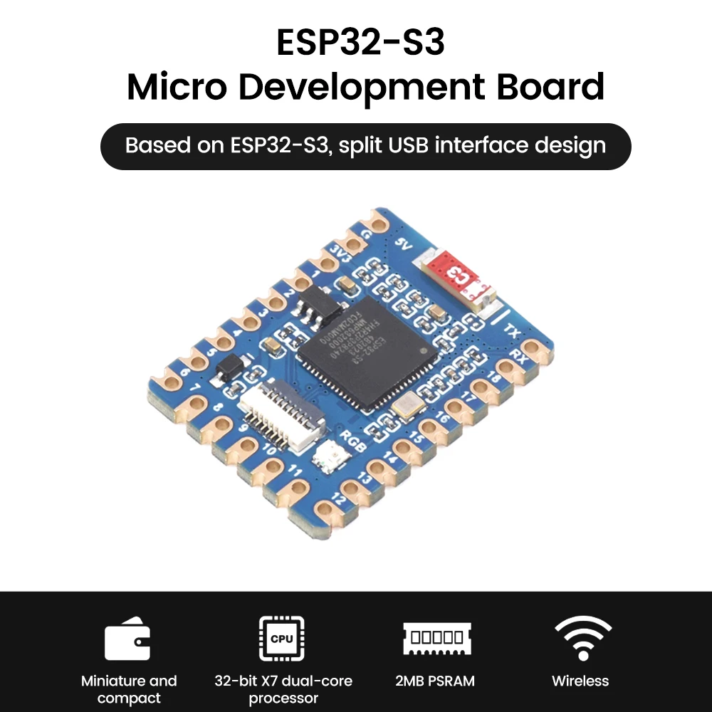 Mini ESP32-S3 ESP32 S3 WiFi Bluetooth Wireless Module ESP32-S3-Tiny ESP32-S3FH4R2 USB Type-C Microcontroller Development Board
Mini ESP32-S3 ESP32 S3 WiFi Bluetooth Wireless Module ESP32-S3-Tiny ESP32-S3FH4R2 USB Type-C Microcontroller Development Board
