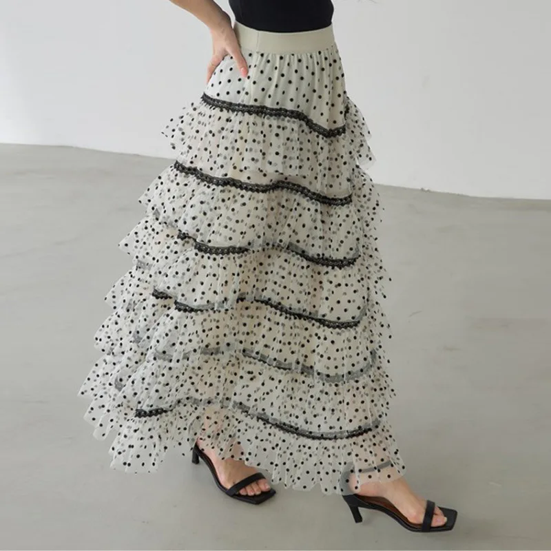 KUSAHIKI Spring Summer Polka Dot Mesh Half Length Skirts Fashion Women's Versatile Skirt Mujer Faldas
KUSAHIKI Spring Summer Polka Dot Mesh Half Length Skirts Fashion Women's Versatile Skirt Mujer Faldas