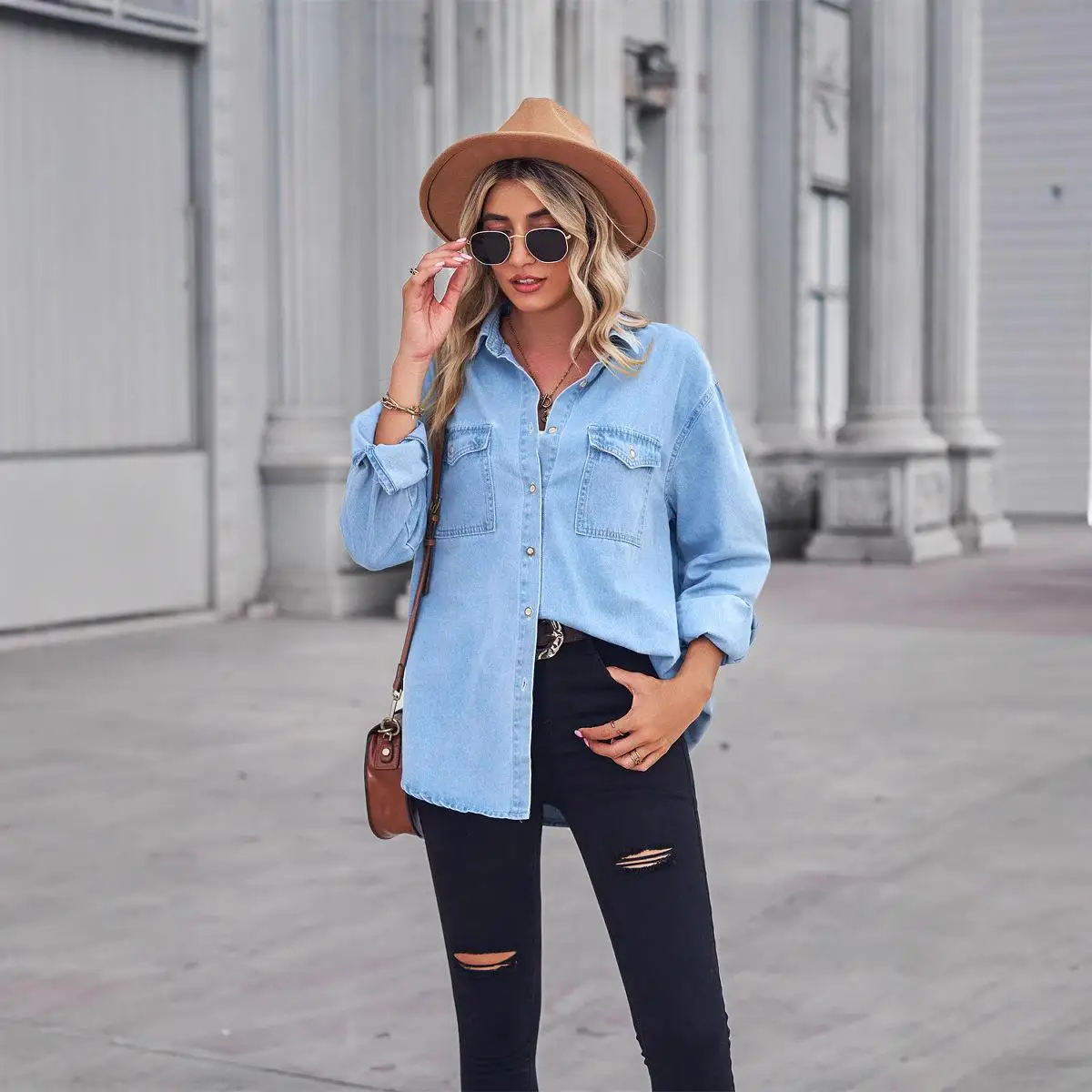 Women's Light Colored Slimming Denim Long Shirt Casual Commute Style Loose Fit Polyester Fiber 100% Long Sleeve Winter Collec...
Women's Light Colored Slimming Denim Long Shirt Casual Commute Style Loose Fit Polyester Fiber 100% Long Sleeve Winter Collec...