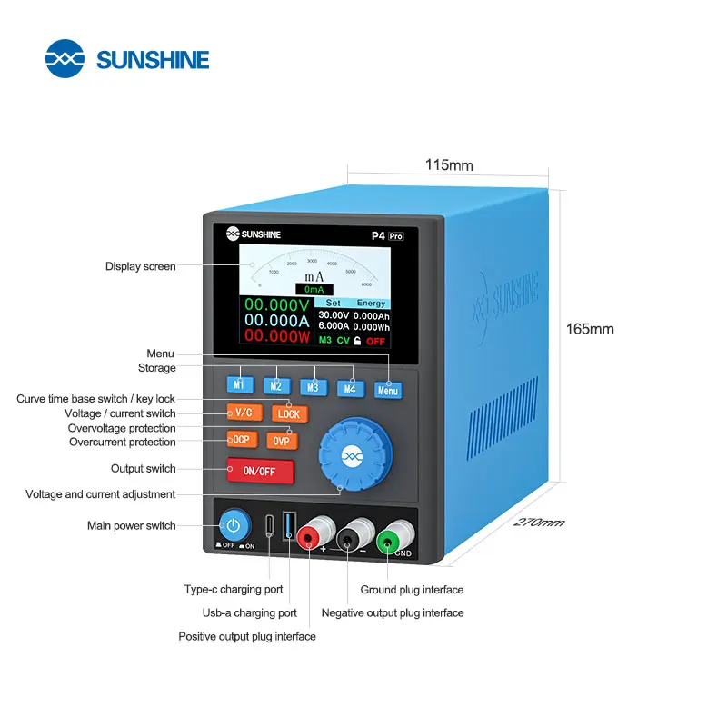 SUNSHINE P4 Pro Smart Regulated Power Supply 30V6A High- frequency Output Dual-port Charging Power Supply For Phone Repair
SUNSHINE P4 Pro Smart Regulated Power Supply 30V6A High- frequency Output Dual-port Charging Power Supply For Phone Repair
