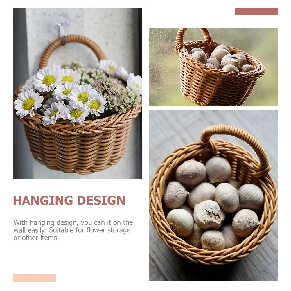 Wall Hanging Basket Lightweight Durable Imitation Rattan Woven Kitchen Storage Sundries ganizer Garden Decor Plant Pot Holder
Wall Hanging Basket Lightweight Durable Imitation Rattan Woven Kitchen Storage Sundries ganizer Garden Decor Plant Pot Holder