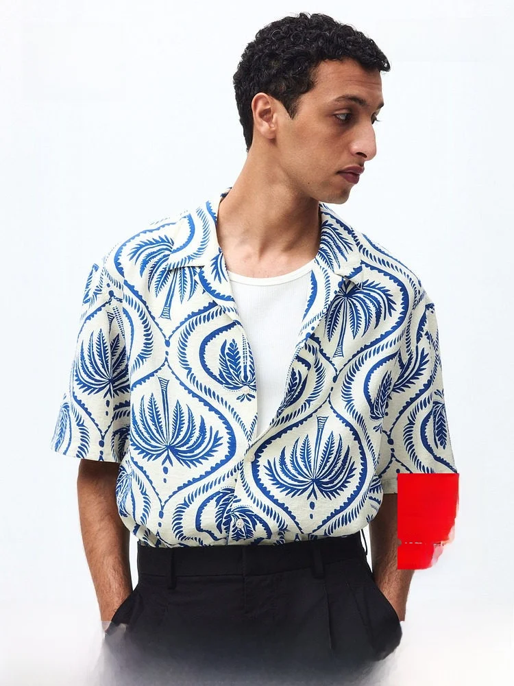 H&M Men's Casual Style Cuban Collar Shirt Standard Fit Short Sleeve Printed Button up Regular Length Summer New Arrival
H&M Men's Casual Style Cuban Collar Shirt Standard Fit Short Sleeve Printed Button up Regular Length Summer New Arrival