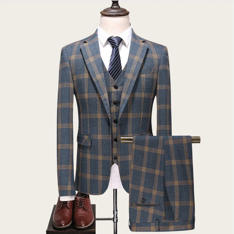 Elegant Men's Suits 3 Piece Tuxedos for Wedding Single Breasted Notched Lapel Slim Fit Plaid Business Office Blazer Customized
Elegant Men's Suits 3 Piece Tuxedos for Wedding Single Breasted Notched Lapel Slim Fit Plaid Business Office Blazer Customized