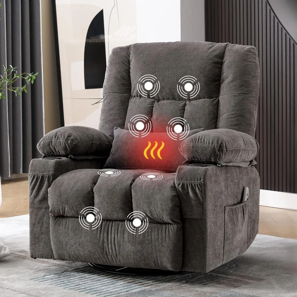 Massage Swivel Recliner Chair, Oversized Rocker Recliner with Vibration Massage and Lumbar Heat Ergonomic Rocker Chair for Livin
Massage Swivel Recliner Chair, Oversized Rocker Recliner with Vibration Massage and Lumbar Heat Ergonomic Rocker Chair for Livin