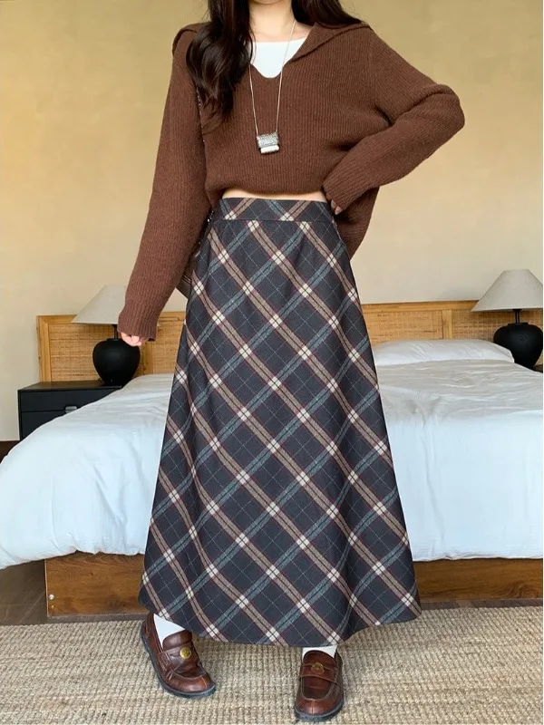plus Size Plaid High Waist Midi Skirt Women's Autumn Winter New Sle Slimming A-Line Skirt College Sle Korean Loose Fit
plus Size Plaid High Waist Midi Skirt Women's Autumn Winter New Sle Slimming A-Line Skirt College Sle Korean Loose Fit