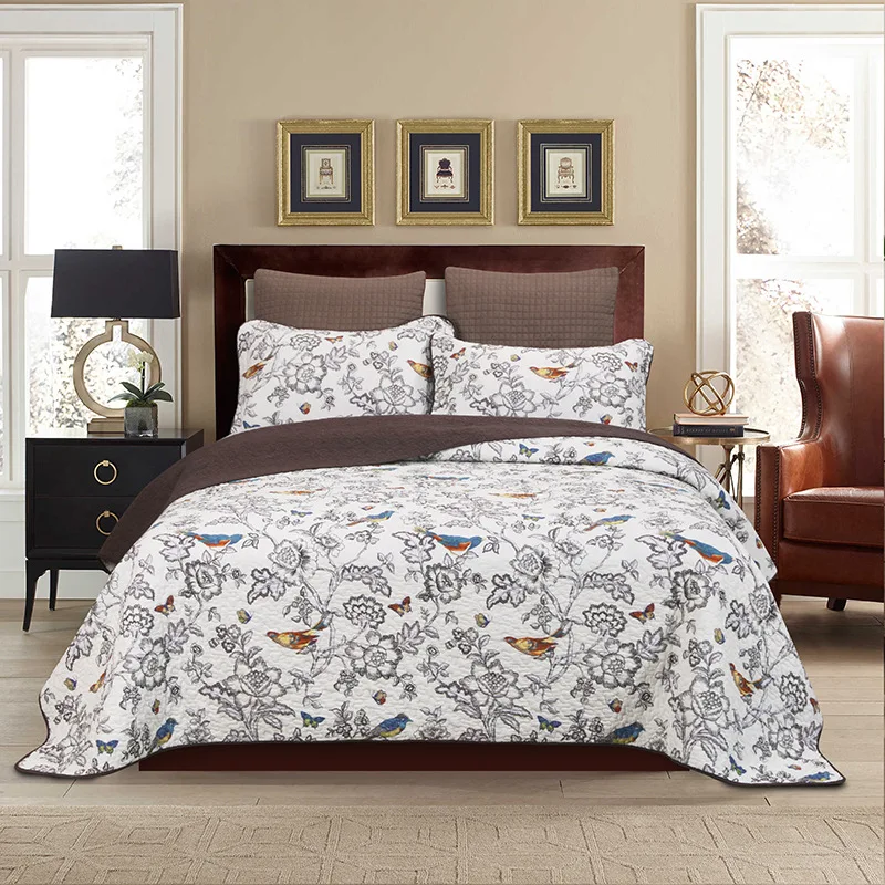 Pastoral Printed Cotton Quilt Set 3PCS King Queen Size Bedspread with Pillowcase Quilted Coverlet Blanket for Bed Comforter
Pastoral Printed Cotton Quilt Set 3PCS King Queen Size Bedspread with Pillowcase Quilted Coverlet Blanket for Bed Comforter