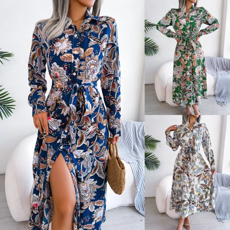 Women Spring Summer Retro Floral Collar Long Sleeve Tie Up Shirt Dress Ladies Fashion Tun-down Collar All Match Print Dresses
Women Spring Summer Retro Floral Collar Long Sleeve Tie Up Shirt Dress Ladies Fashion Tun-down Collar All Match Print Dresses