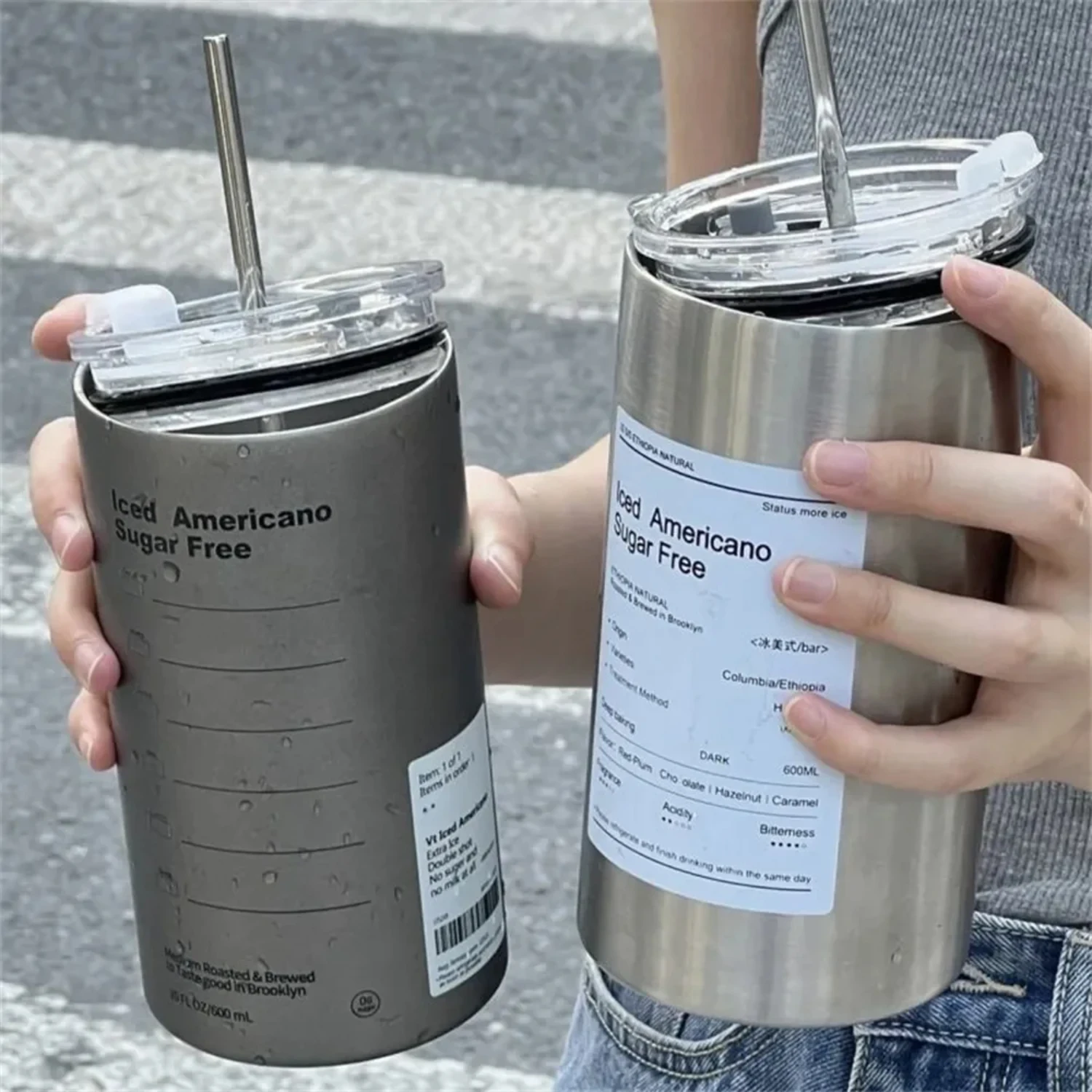 Portable Reusable Insulated Stainless Steel Double-layer Thermos Coffee Cup with Cooler Straw - American Style Water Bottle and
Portable Reusable Insulated Stainless Steel Double-layer Thermos Coffee Cup with Cooler Straw - American Style Water Bottle and