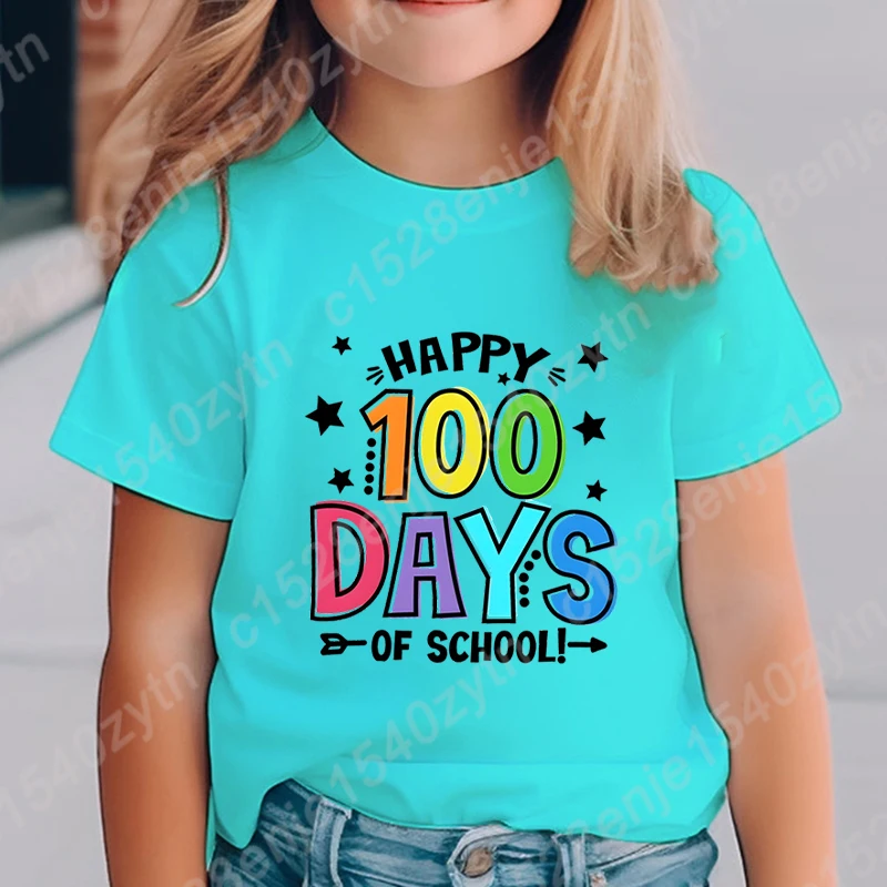 Happy 100 Days Of School Print T-shirts Children Girls Short Sleeve T-Shirts Summer Casual Round Neck Tee Shirt Solid Color Tees
Happy 100 Days Of School Print T-shirts Children Girls Short Sleeve T-Shirts Summer Casual Round Neck Tee Shirt Solid Color Tees