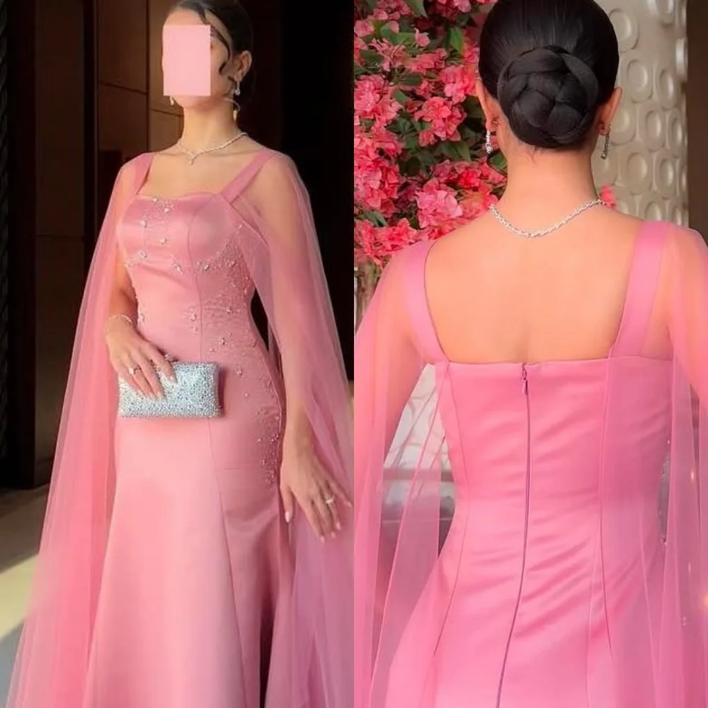 Customized Exquisite Cap Sleeve Sleeveless Evening Dress High Quality Satin Shawl Prom Dresses Temperament Pearls Party Gowns 
Customized Exquisite Cap Sleeve Sleeveless Evening Dress High Quality Satin Shawl Prom Dresses Temperament Pearls Party Gowns