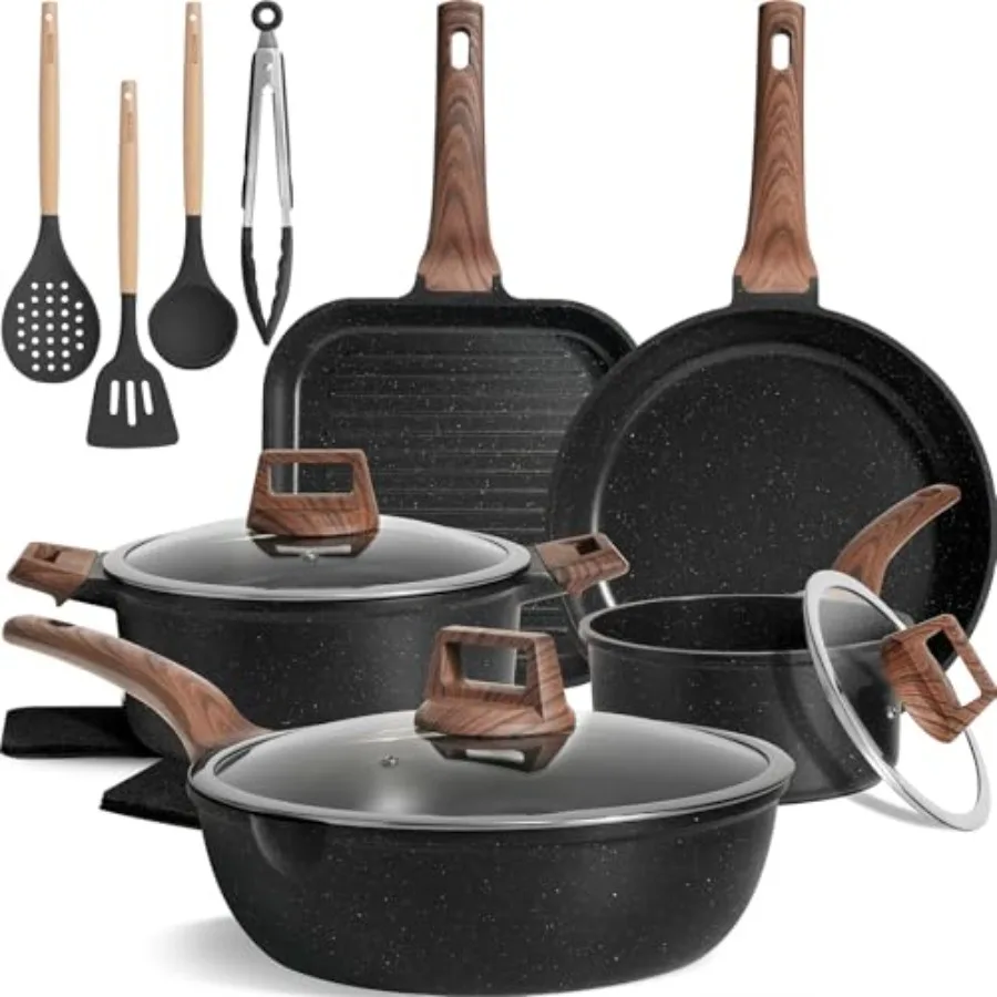 16Pcs Ceramic Pots and Pans Set Non Stick, Includes a 9.5" Grill Pan, Induction Kitchen Cookware Sets, Black Nonstick RV Kitche
16Pcs Ceramic Pots and Pans Set Non Stick, Includes a 9.5" Grill Pan, Induction Kitchen Cookware Sets, Black Nonstick RV Kitche