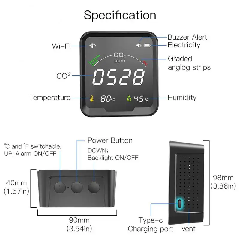 Умный Wi-Fi датчик CO2 Tuya, умный измеритель углекислого газа, детектор температуры и влажности, монитор с ЖК-экраном 3 в 1 метр
Умный Wi-Fi датчик CO2 Tuya, умный измеритель углекислого газа, детектор температуры и влажности, монитор с ЖК-экраном 3 в 1 метр