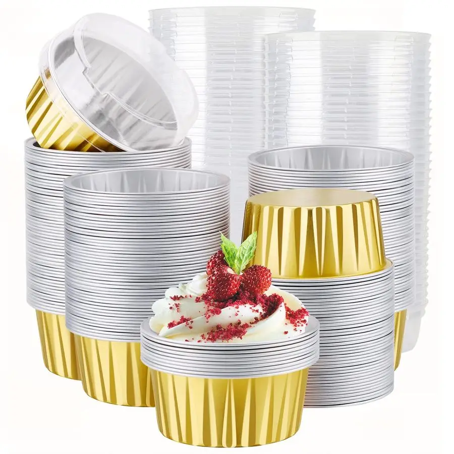 Алюминиевые формочки для кексов с крышками, 200 шт., 5 унций, одноразовые фольгированные формочки-рамки, алюминиевые формочки для капкейков, цвет кремовый
Алюминиевые формочки для кексов с крышками, 200 шт., 5 унций, одноразовые фольгированные формочки-рамки, алюминиевые формочки для капкейков, цвет кремовый