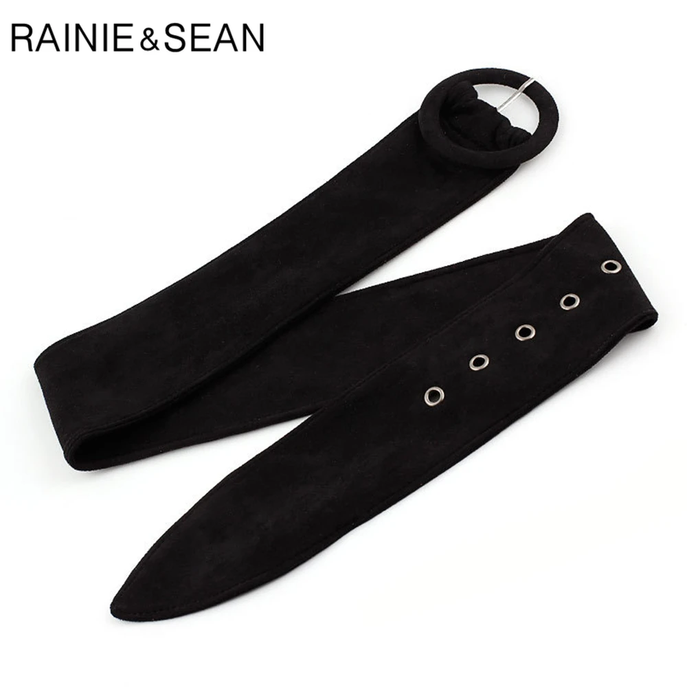 RAINIE SEAN Black Suede Women Belt Vintage Waist Belts Women Round Buckle High Quality Ladies Wide Belts for Dresses New 108cm
RAINIE SEAN Black Suede Women Belt Vintage Waist Belts Women Round Buckle High Quality Ladies Wide Belts for Dresses New 108cm