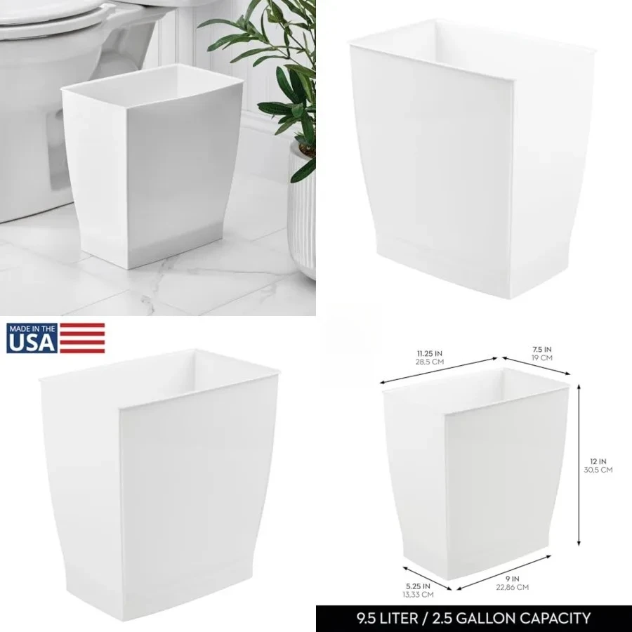 Plastic Spa Rectangular Trash, Waste Basket Garbage Can for Bathroom, Bedroom, Home Office, Dorm, College, 2.5 Gallon, White
Plastic Spa Rectangular Trash, Waste Basket Garbage Can for Bathroom, Bedroom, Home Office, Dorm, College, 2.5 Gallon, White