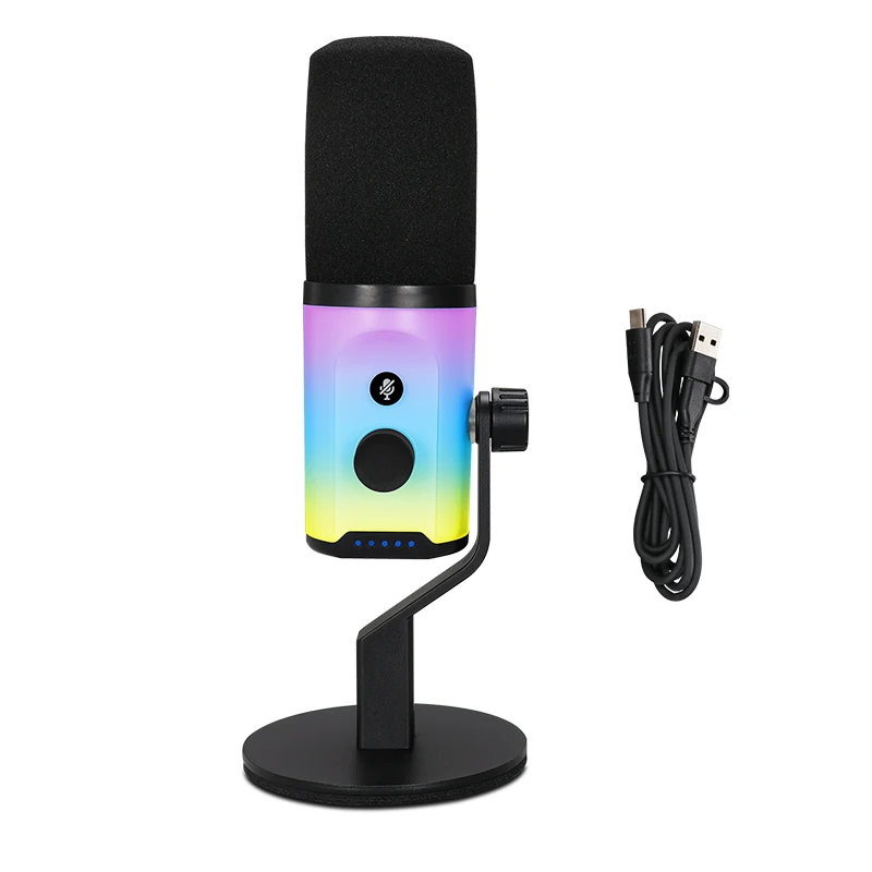 RGB condenser microphone USB/XRL with gain knob headphone jack suitable for computer sound card recording
RGB condenser microphone USB/XRL with gain knob headphone jack suitable for computer sound card recording