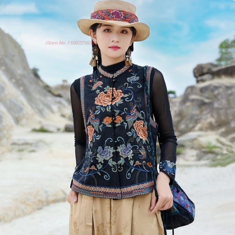 2025 national stand collar vest retro satin jacquard vest traditional flower embroidery folk vest chinese vintage ethnic vest
2025 national stand collar vest retro satin jacquard vest traditional flower embroidery folk vest chinese vintage ethnic vest