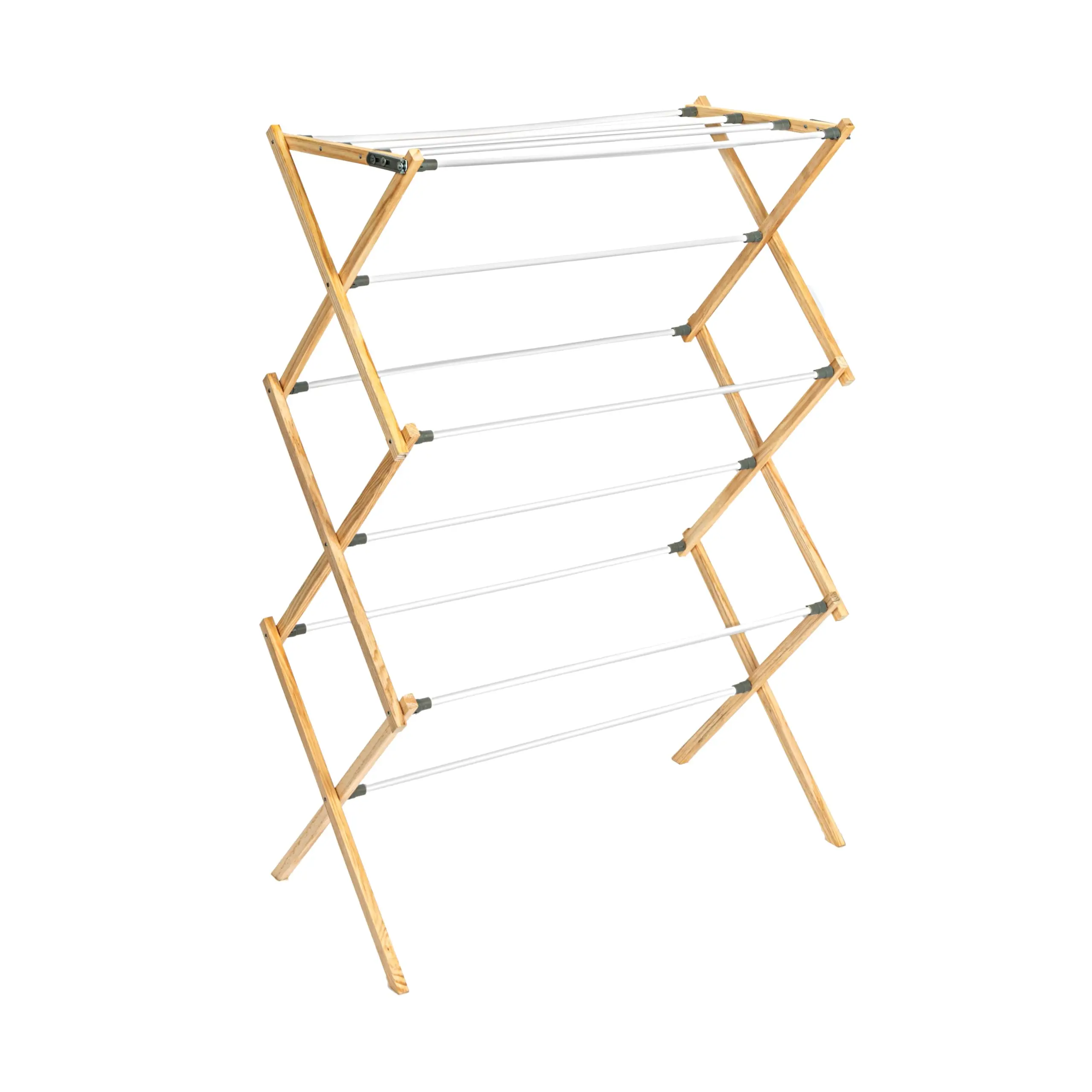X-Frame Clothes Drying Rack With Wooden Frame And Vinyl Rods, 6 Tiers, Foldable, Natural Finish
X-Frame Clothes Drying Rack With Wooden Frame And Vinyl Rods, 6 Tiers, Foldable, Natural Finish