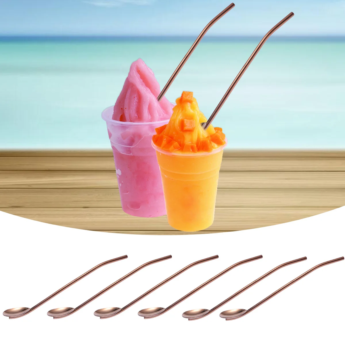 6 pcs StainlessSteel StrawSpoon Reusable Drinking Scoop Metal LeakProof Party Accessories Summer Beverages
6 pcs StainlessSteel StrawSpoon Reusable Drinking Scoop Metal LeakProof Party Accessories Summer Beverages