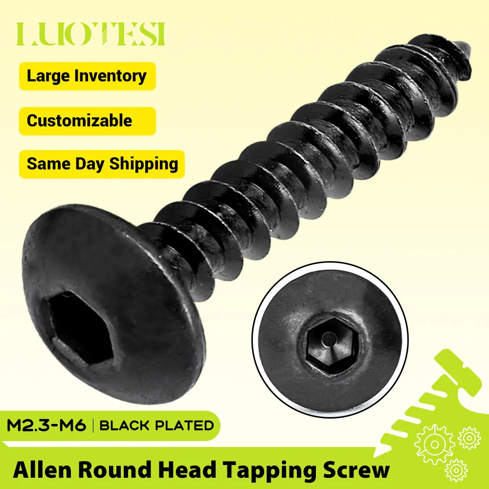 Hex Socket Round Head Self Tapping Screw Black Plated M2 M2.3 M2.5 M2.6 M3 M3.5 M4 M5 M6 Hexagon Button Head Screws for Wood
Hex Socket Round Head Self Tapping Screw Black Plated M2 M2.3 M2.5 M2.6 M3 M3.5 M4 M5 M6 Hexagon Button Head Screws for Wood