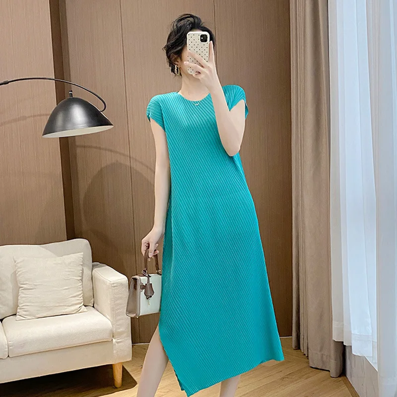 Solid Irregular Slim Women's Dress Miyake 2025 Summer New Fashion Casual Peplum Round Neck Short Sleeve Pleated Skirt ALSEY
Solid Irregular Slim Women's Dress Miyake 2025 Summer New Fashion Casual Peplum Round Neck Short Sleeve Pleated Skirt ALSEY