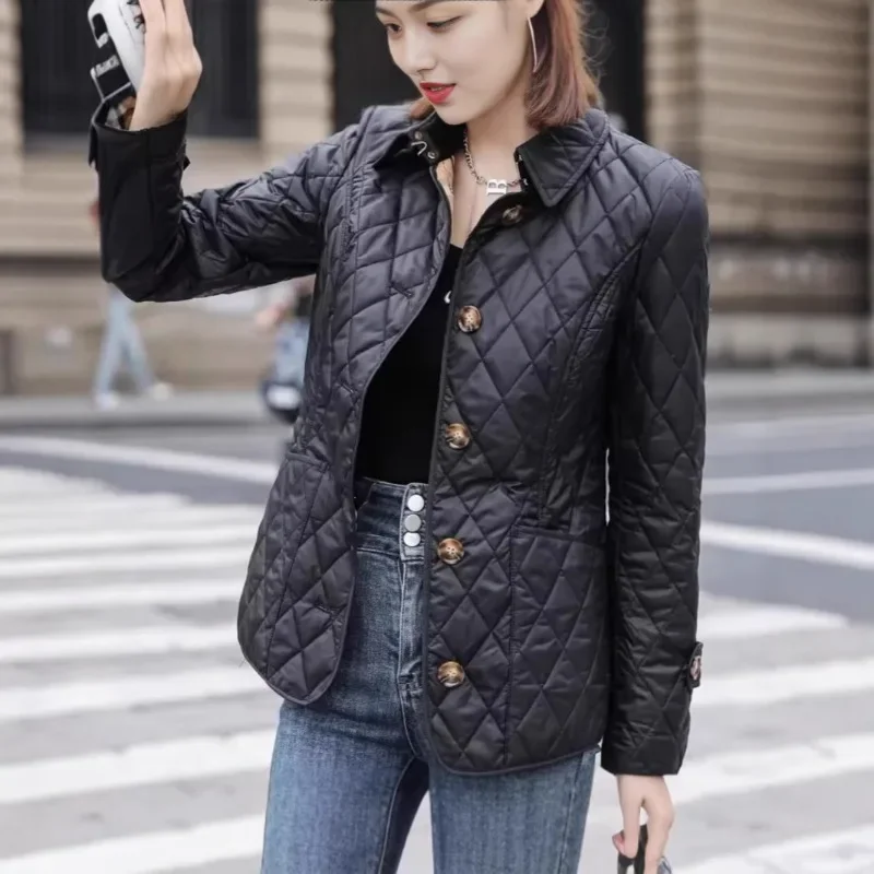 Women's Parkas Black Slimming Long Sleeves Jacket Winter Lapels Solid Single Breasted Warm Coats Rhombus Quilted Women Clothing
Women's Parkas Black Slimming Long Sleeves Jacket Winter Lapels Solid Single Breasted Warm Coats Rhombus Quilted Women Clothing