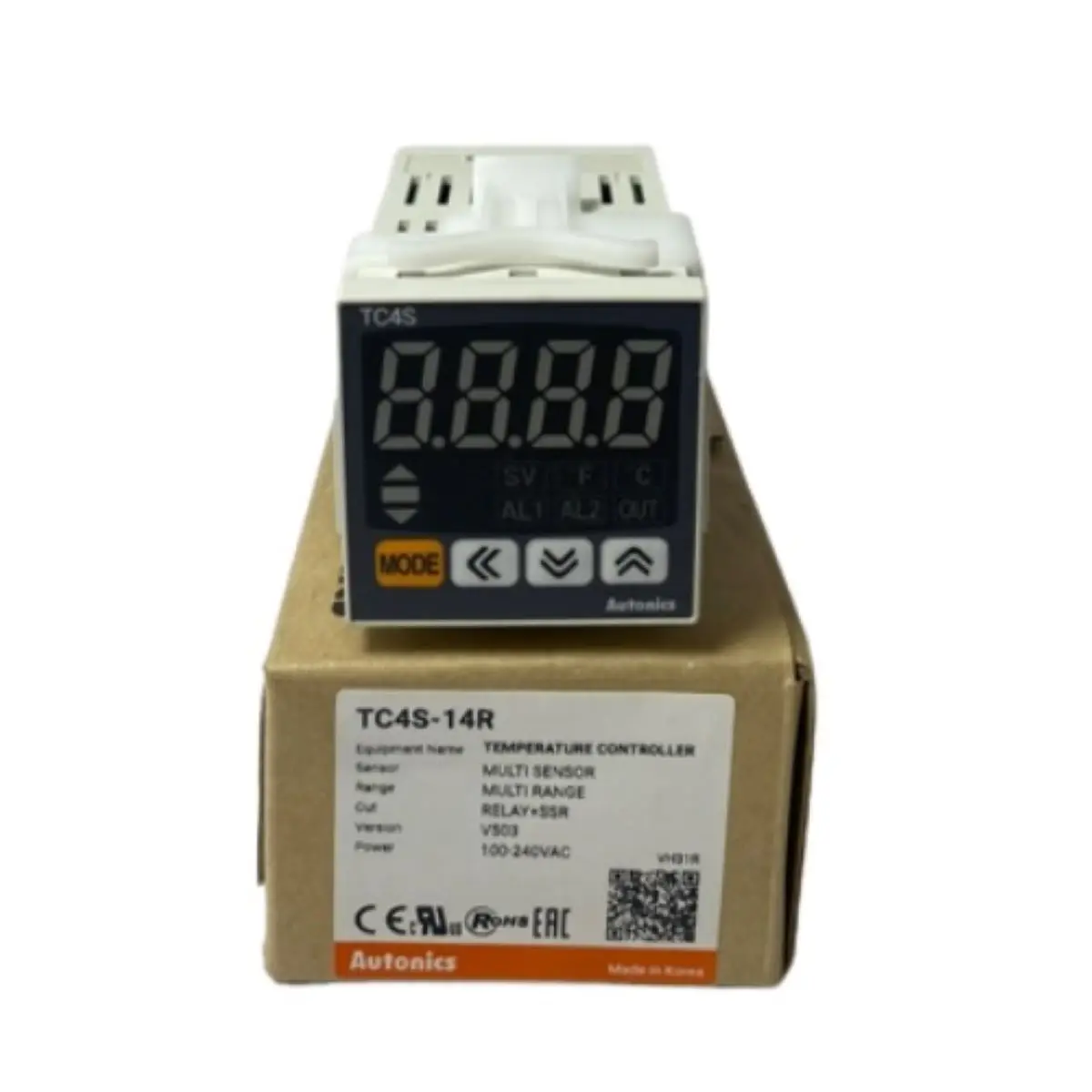 TC4S-14R Temp Control, 1/16 DIN, Single display, 4 Digit, PID Control, Relay & SSR Output, 1 Alarm Output, 100-240 VAC
TC4S-14R Temp Control, 1/16 DIN, Single display, 4 Digit, PID Control, Relay & SSR Output, 1 Alarm Output, 100-240 VAC