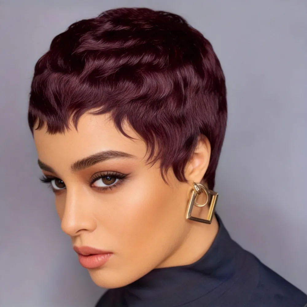 Парик из натуральных волос Remy, плотность 150%, коричнево-бордовый, стрижка пикси, короткий прямой многослойный, 4 дюйма, машинной работы
Парик из натуральных волос Remy, плотность 150%, коричнево-бордовый, стрижка пикси, короткий прямой многослойный, 4 дюйма, машинной работы