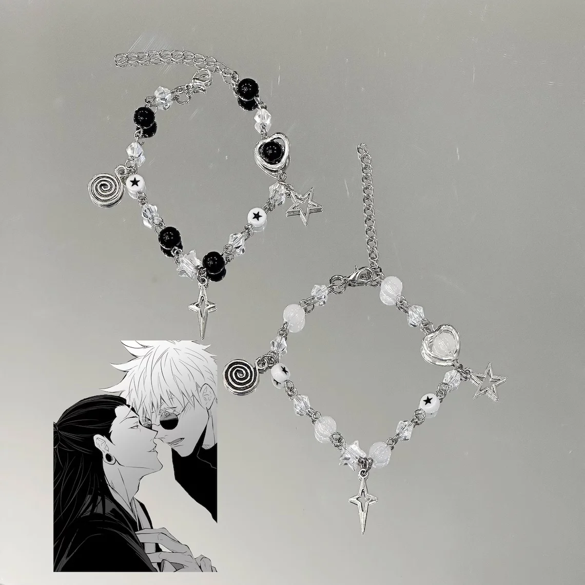 Handmade Gojo and Geto Charm Matching Bracelet, Satosugu Bracelet, Y2K Bead Bracelet, Anime Y2K Bracelet, Aesthetic Jewelry,Gift
Handmade Gojo and Geto Charm Matching Bracelet, Satosugu Bracelet, Y2K Bead Bracelet, Anime Y2K Bracelet, Aesthetic Jewelry,Gift