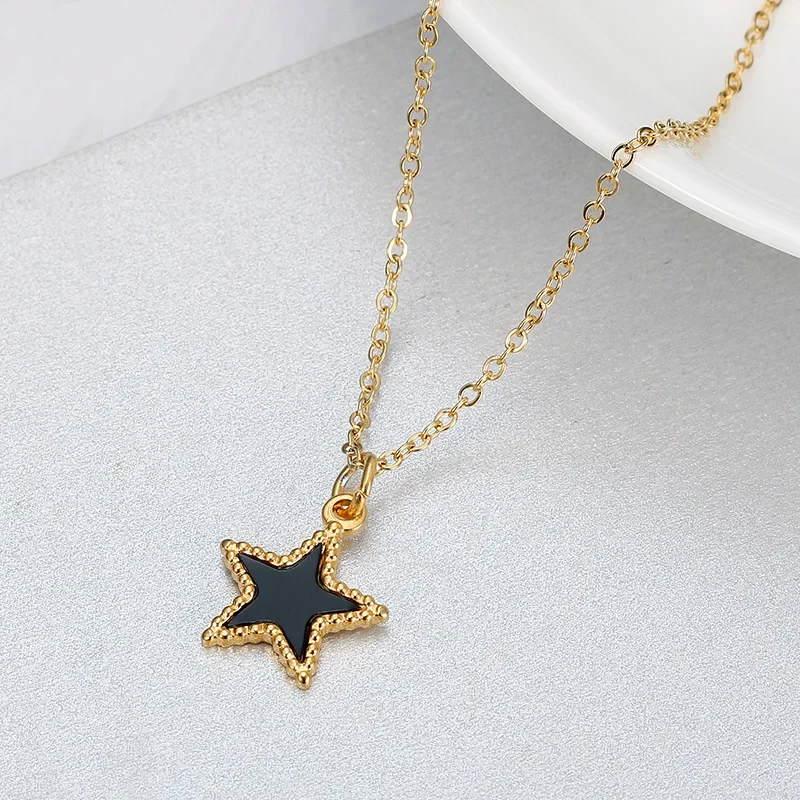 CHUANGCHENG Fashionable Temperament Black Five Pointed Star Collarbone Stainless Steel Simple And Versatile Necklace Chains
CHUANGCHENG Fashionable Temperament Black Five Pointed Star Collarbone Stainless Steel Simple And Versatile Necklace Chains