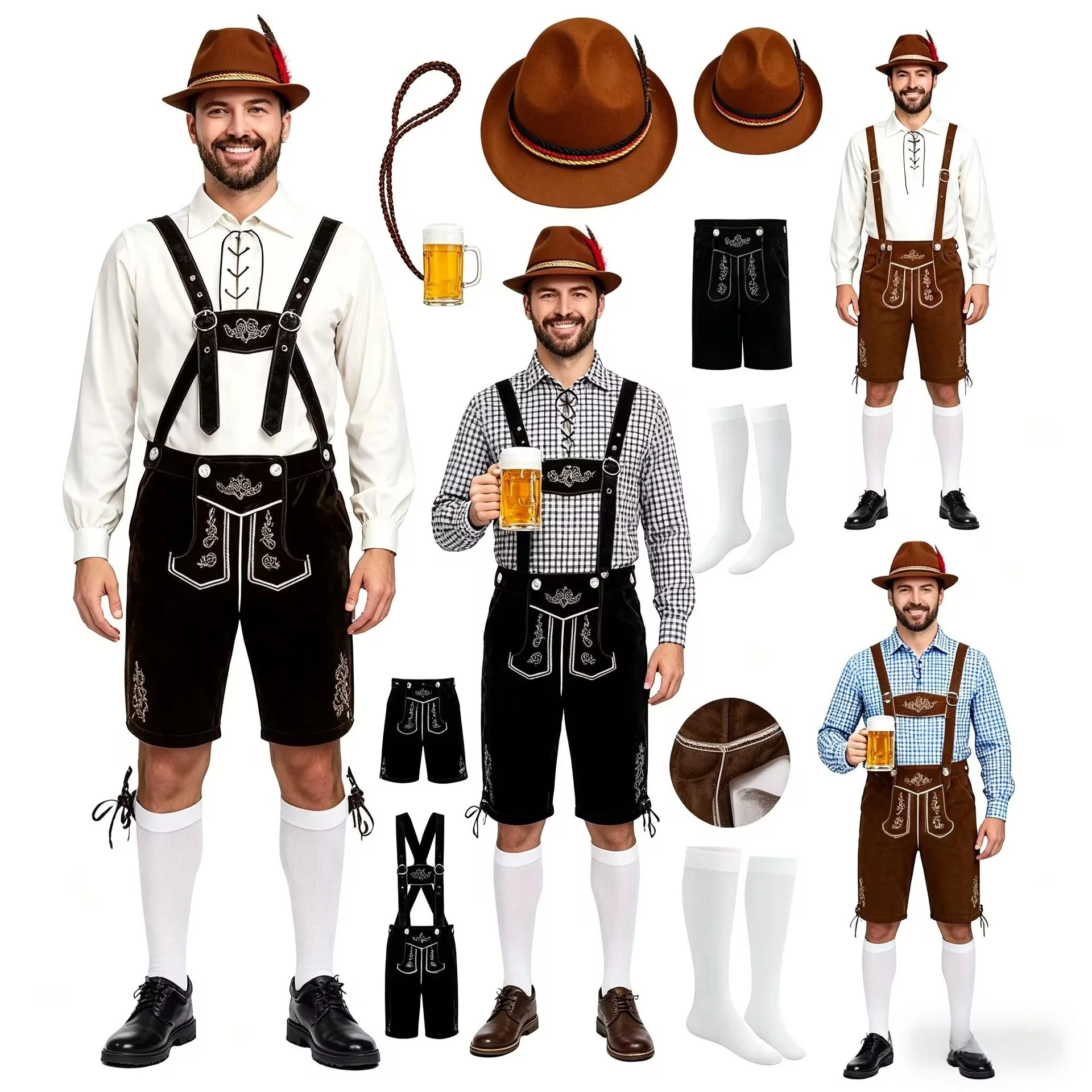 New Halloween Beer Festival Costume Adult Style with Hat Socks Top Bib Overalls Retro Performance Wear by Wu Me
New Halloween Beer Festival Costume Adult Style with Hat Socks Top Bib Overalls Retro Performance Wear by Wu Me