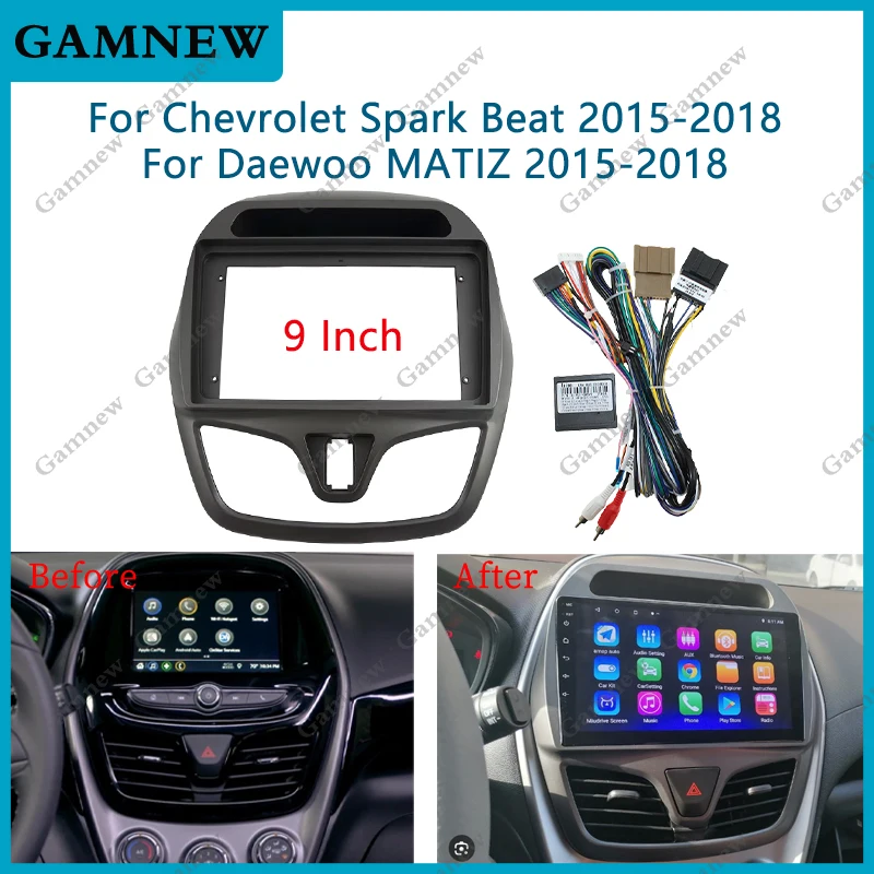 Chevrolet Spark Baic Beat Daewoo Matiz 2015-2018 Android 라디오 대시 피팅 패널 키트 용 9 인치 자동차 라디오 근막 프레임 어댑터