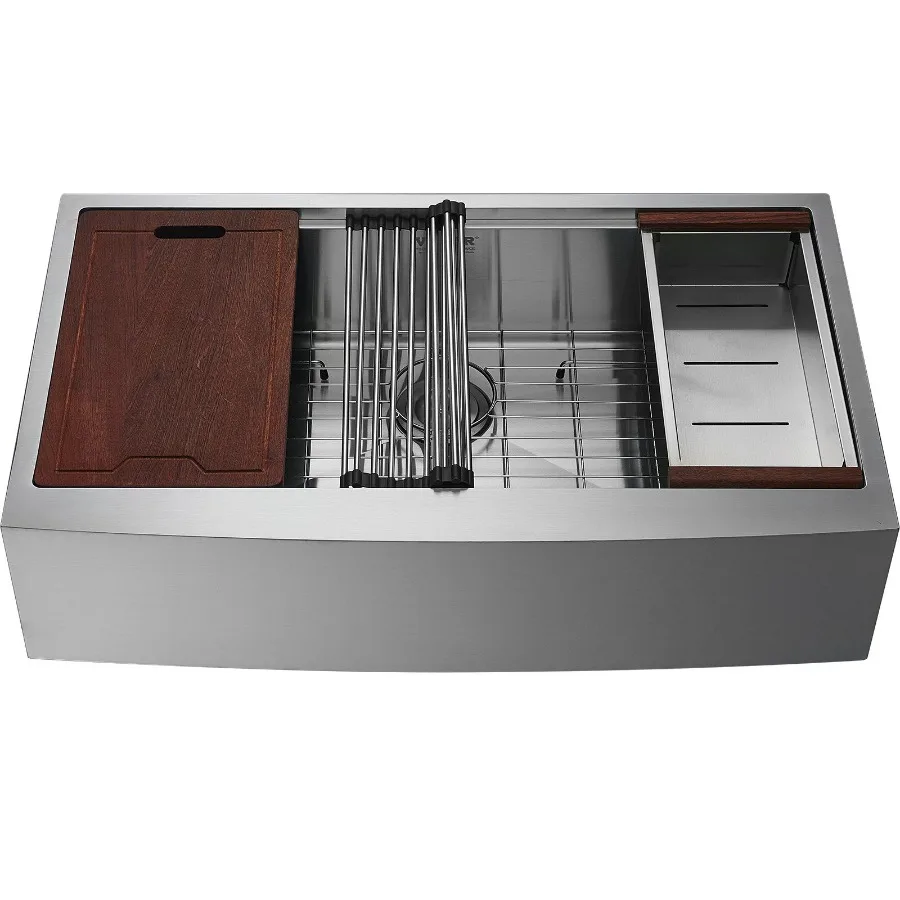 Farmhouse Kitchen Sink 304 Stainless Steel DropIn Sinks Single Bowl Basin with Ledge Accessories Household Dishwasher Sinks fo
Farmhouse Kitchen Sink 304 Stainless Steel DropIn Sinks Single Bowl Basin with Ledge Accessories Household Dishwasher Sinks fo
