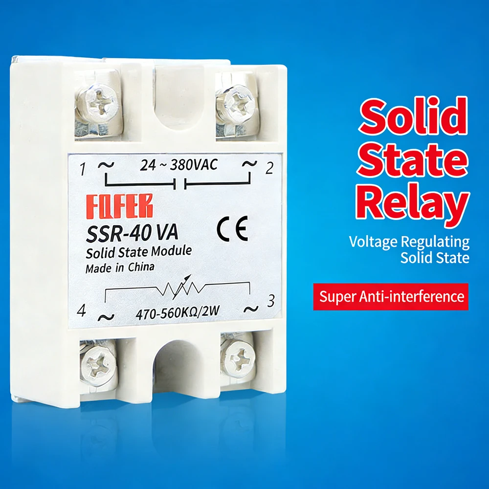 1PCS Voltage-Regulating SSR Solid State Relay 10VA 25VA 40VA 60VA 80VA 100VA Non-contact Single Phase SSR Relay Module 24-380VAC
1PCS Voltage-Regulating SSR Solid State Relay 10VA 25VA 40VA 60VA 80VA 100VA Non-contact Single Phase SSR Relay Module 24-380VAC