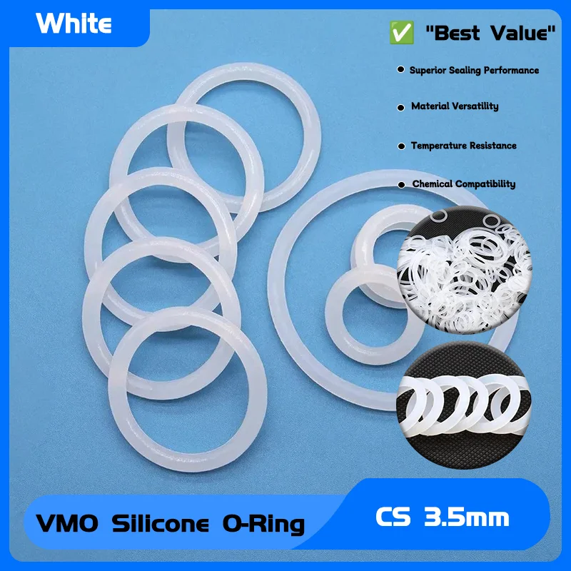 Waterproof Washer Round O Shape rings 10/50pcs White Food Grade Silicone VMQ O Ring Gasket CS 3.5mm OD 10mm ~ 150mm
Waterproof Washer Round O Shape rings 10/50pcs White Food Grade Silicone VMQ O Ring Gasket CS 3.5mm OD 10mm ~ 150mm