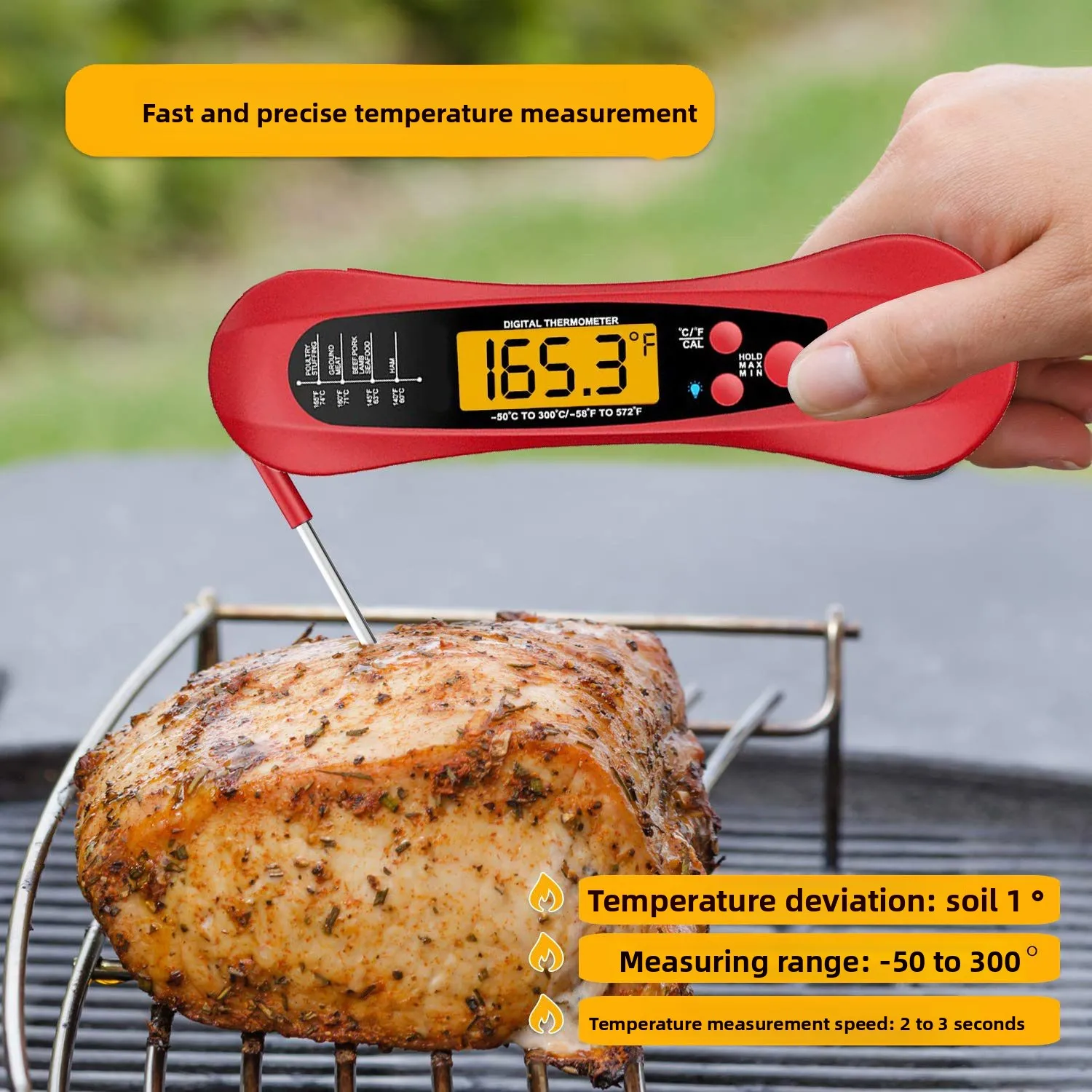 Food Kitchen Thermometer Temperature Measurement Probe Baking Water Temperature Folding Waterproof Thermometer High Temperature