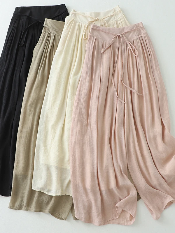 Summer 2026 New Bamboo Cotton Linen Wide Leg Pants Loose Elastic Waist Belt Casual Nine Point Skirt Pants for plus Size Women
Summer 2026 New Bamboo Cotton Linen Wide Leg Pants Loose Elastic Waist Belt Casual Nine Point Skirt Pants for plus Size Women