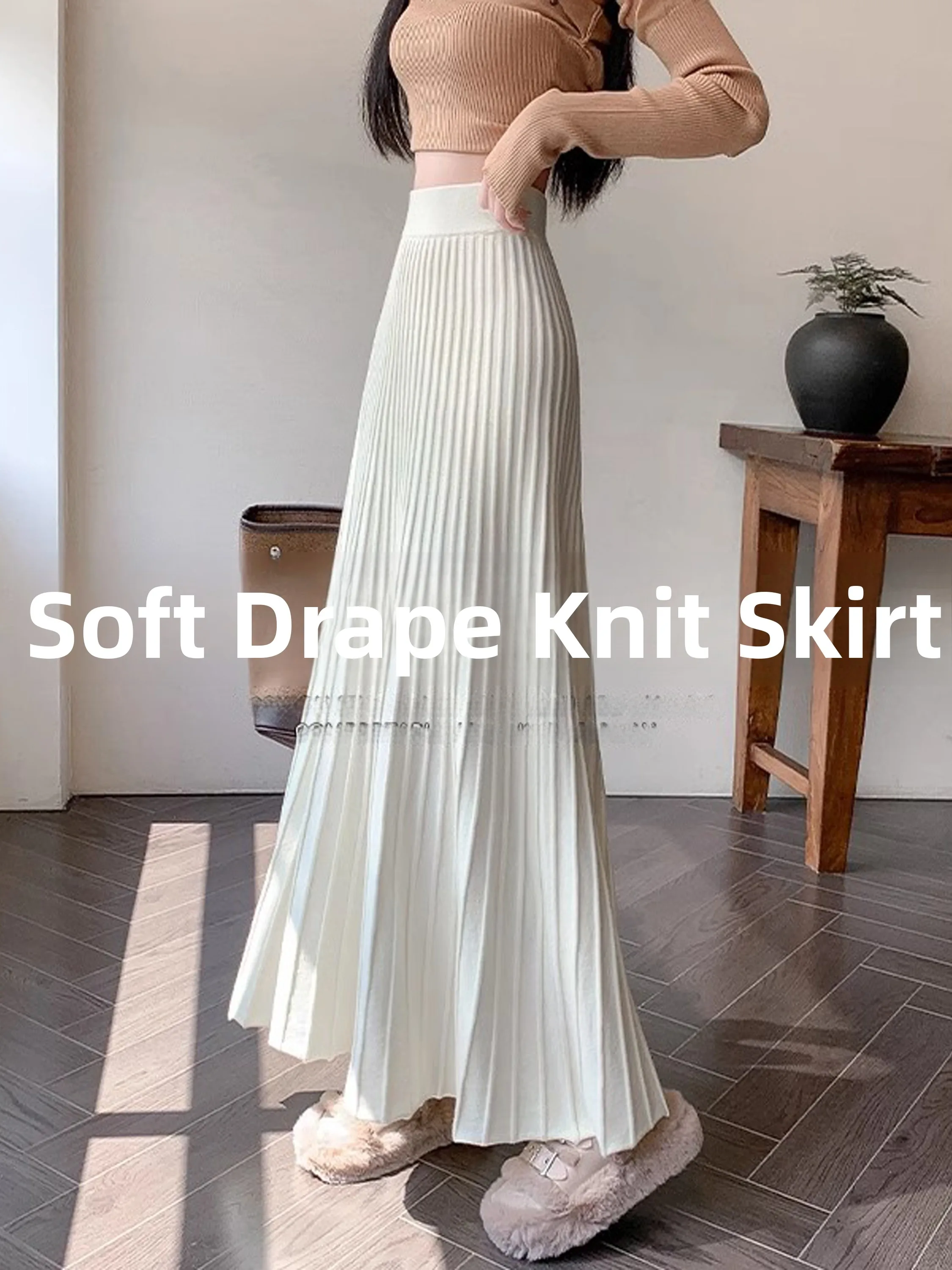 High Waist Knitted Pleated Skirt Women's Spring Summer New Style Slimming Wrap around Large Swing A-Line Long Skirt
High Waist Knitted Pleated Skirt Women's Spring Summer New Style Slimming Wrap around Large Swing A-Line Long Skirt